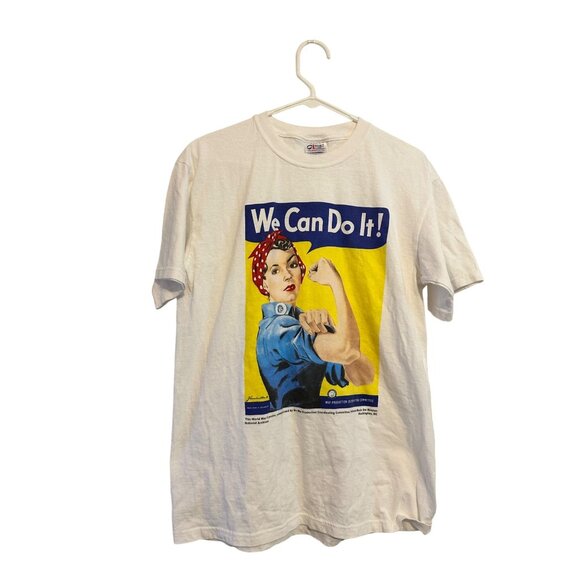 Rosie The Riveter "We Can Do It!" Graphic White Tee Medium - Picture 1 of 6